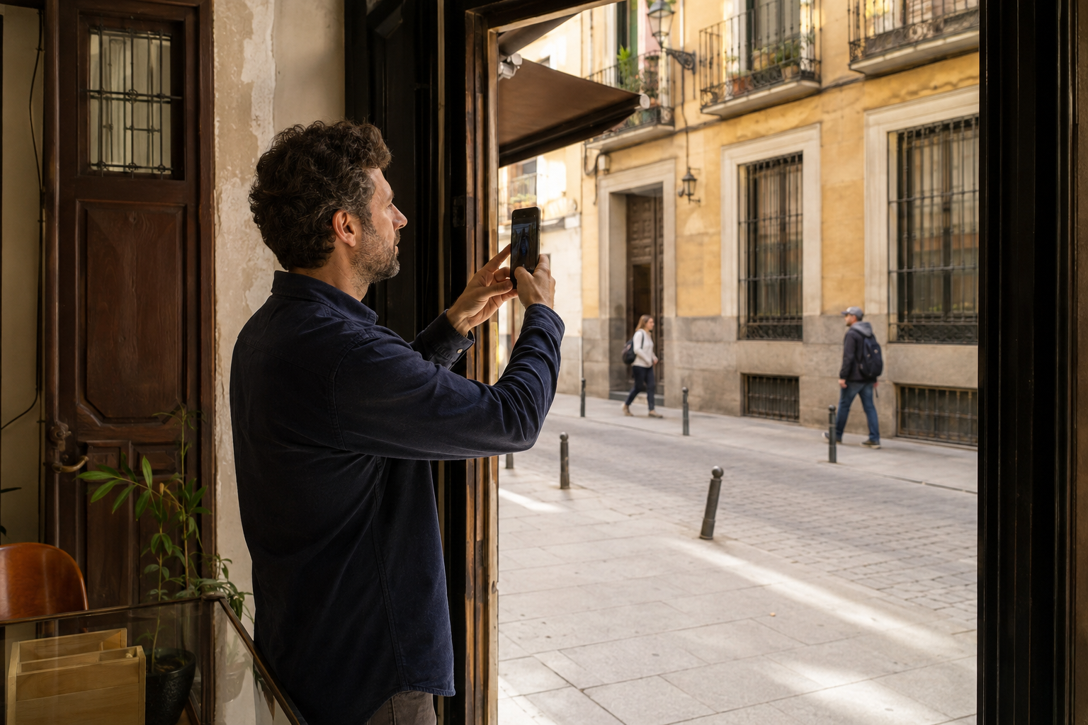 Propietaria creando fotografías reales de su negocio para el Perfil de Empresa